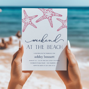 Invitation Écorce rose   Week-end à l'invitation de plage