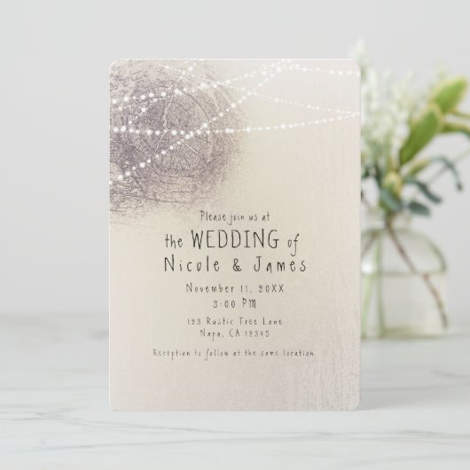 Invitation Écorce rustique Pays Écorce Mariage minimal (Debout devant)