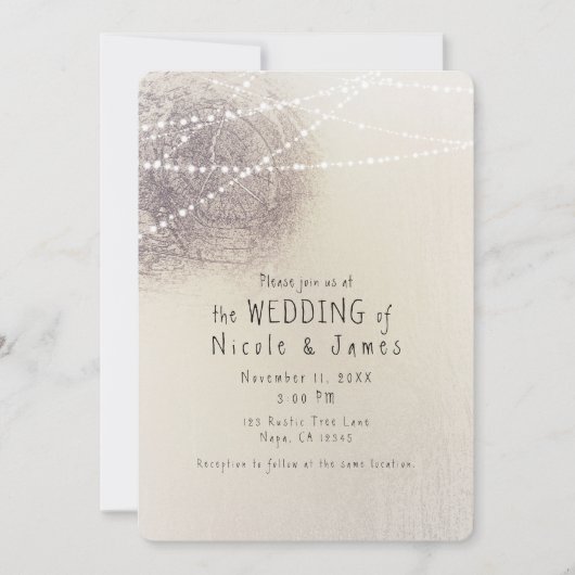 Invitation Écorce rustique Pays Écorce Mariage minimal (Devant)