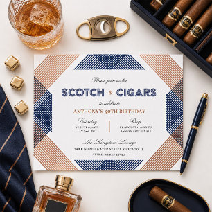 Invitation Ecossais et cigares pour l'anniversaire d'un homme