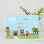 Invitation écossais mignon de fête d'anniversaire (Debout devant)