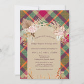 Invitation écossais vintage boho chic vert mariage (Devant)