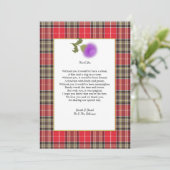 Invitation Ecosse Clan Tartan Mariage poème Merci (Debout devant)