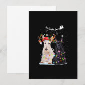Invitation Ecosse Terrier Reindeer Santa Hat Xmas Lumières Ch (Devant / Derrière)