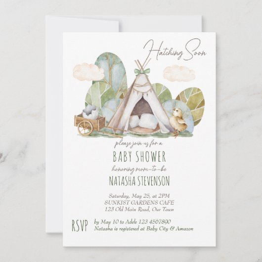 Invitation Écouter bientôt petit oiseau tapo tente bébé (Devant)