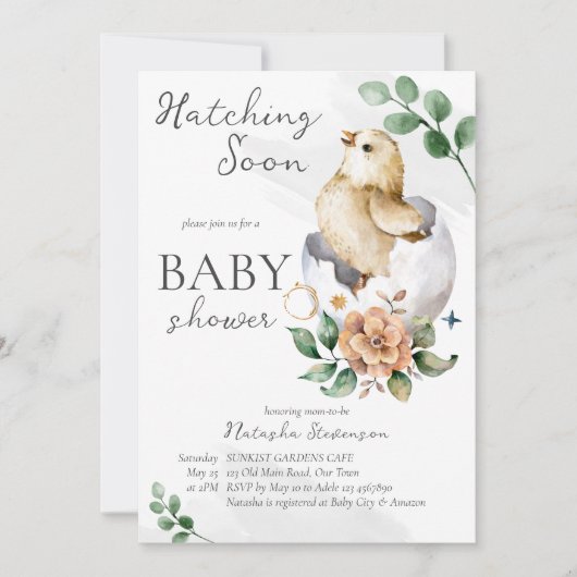 Invitation Écouter bientôt un petit oiseau à l'intérieur du b (Devant)