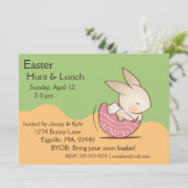 Invitation Écouter du lapin mignon, Oeuf de Pâques rose (Debout devant)