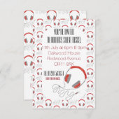 Invitation Écouteurs silencieux d'invitation d'anniversaire (Devant / Derrière)