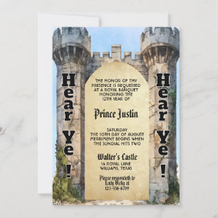 Invitation Écoutez! Écoutez! Anniversaire Médiéval de Château