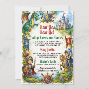 Invitation Écoutez, Ô Annonce Royale d'Anniversaire Médiéval 