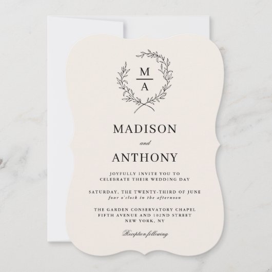 Invitation Écran clair Simple Élégant Mariage Monogramme (Devant)