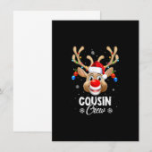Invitation Écran Cousin renne de Noël Santa Hat Lights Ma (Devant / Derrière)