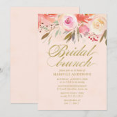 Invitation Écran d'aquarelle de Brunch noir floral (Devant / Derrière)