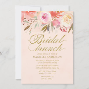 Invitation Écran d'aquarelle de Brunch noir floral