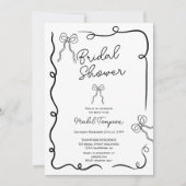 Invitation Écrans noirs chic illustrations ruban douche nupti (Devant)