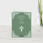 Invitation (écrire) Floral Cross Baptism Fern Gree (Dos)