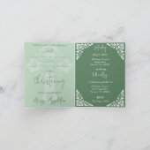 Invitation (écrire) Floral Cross Baptism Fern Gree (Intérieur)