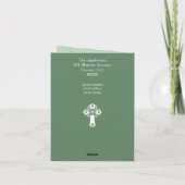 Invitation (écrire) Floral Cross Baptism Fern Gree (Dos)