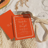 Invitation Écrit à la main Bright Orange Retro Mariage unique