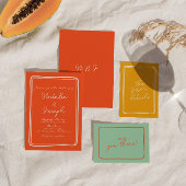 Invitation Écrit à la main Bright Orange Retro Mariage unique