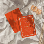 Invitation Écrit à la main Bright Orange Retro Mariage unique