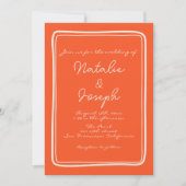 Invitation Écrit à la main Bright Orange Retro Mariage unique (Devant)