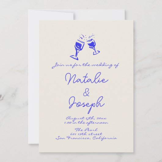 Invitation Écrit À La Main Rétro Tout En Un Mariage (Devant)