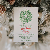 Invitation Écrit à la main Rouge Vert Noël Fête de couronne