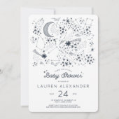 Invitation Écrit dans le Baby shower des étoiles (Devant)