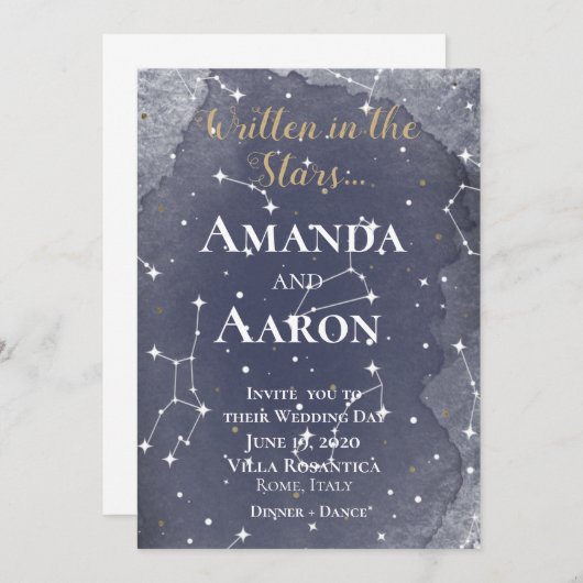 Invitation Écrit dans les Étoiles (Devant / Derrière)