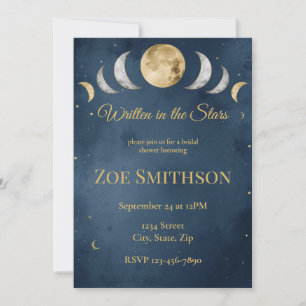 Invitation Écrit dans les Étoiles Bride Céleste Navy et Or