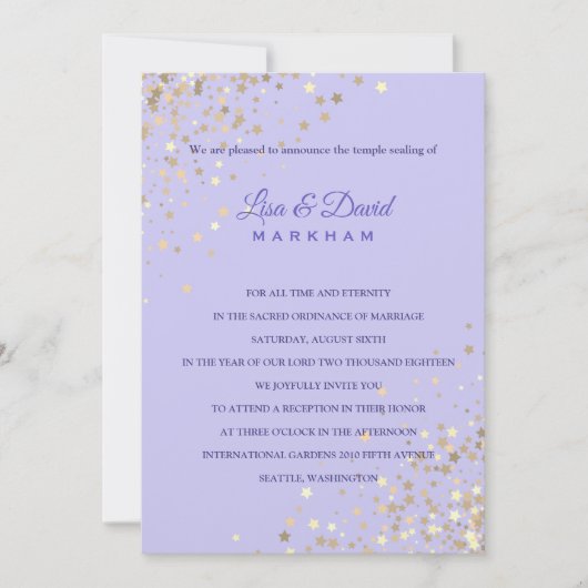 Invitation Écrit Dans Les Étoiles Mariage Réception Invitatio (Devant)