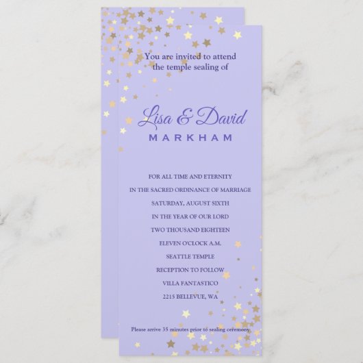 Invitation Écrit Dans Les Étoiles Mariage Réception Invitatio (Devant / Derrière)