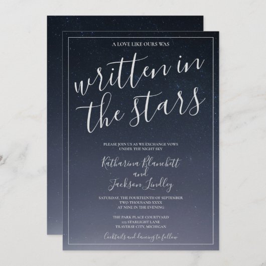 Invitation Écrit dans les étoiles Mariage ultra épais (Devant / Derrière)