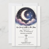 Invitation Écrit dans Stars Aquarelle Moon Mariage (Devant)