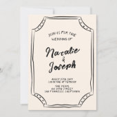 Invitation Écrit main moderne Quirky tout en un Mariage (Devant)