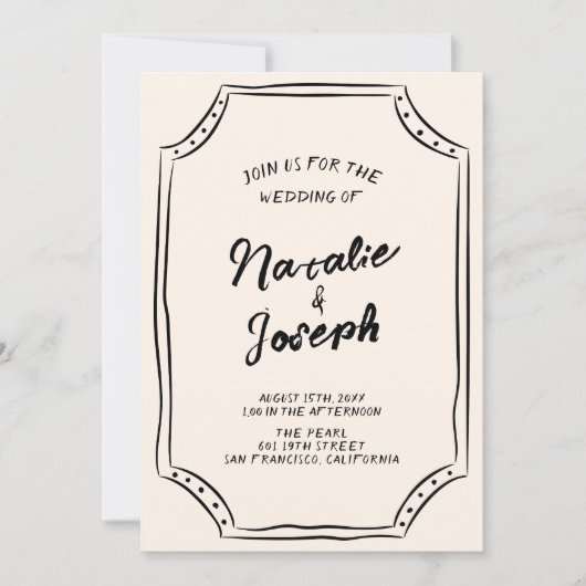 Invitation Écrit main moderne Quirky tout en un Mariage (Devant)