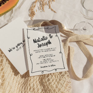 Invitation Ecrit main unique moderne cadre Mariage rétro
