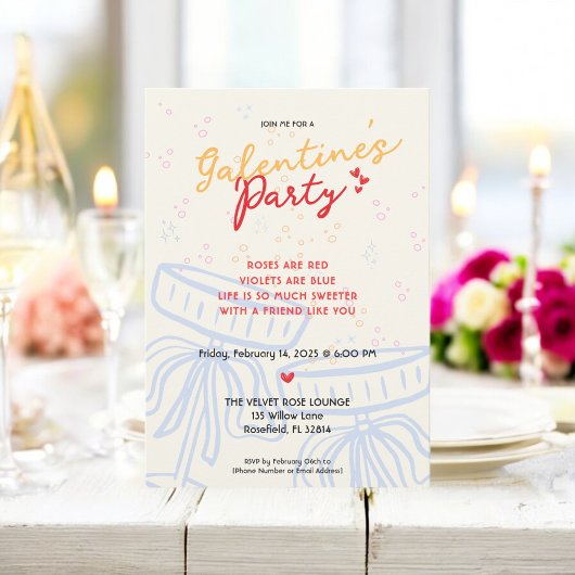 Invitation Écrite à la main Galentine's Day Script Coquette B