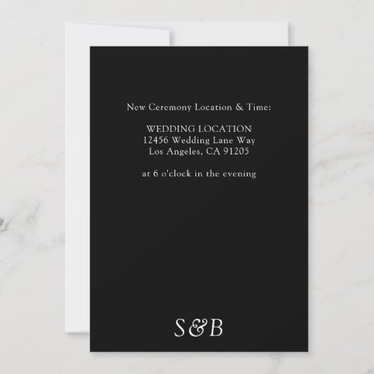 Invitation Écriture blanche et noire Modifier la date - Noir (Dos)
