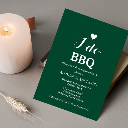 Invitation Écriture blanche moderne i do bbq
