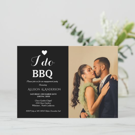 Invitation Écriture blanche moderne i do bbq (Debout devant)