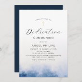 Invitation écriture bleu aquarelle (Devant / Derrière)