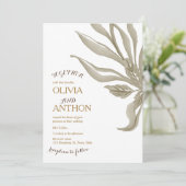 Invitation Écriture botanique florale moderne élégante et dor (Debout devant)