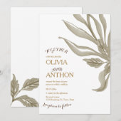 Invitation Écriture botanique florale moderne élégante et dor (Devant / Derrière)