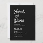 Invitation Écriture calligraphique classique mariage noir et  (Devant)