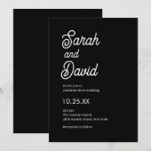 Invitation Écriture calligraphique classique mariage noir et  (Devant / Derrière)