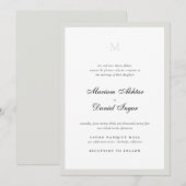 Invitation Écriture Calligraphique Élégante Monogramme Mariag (Devant / Derrière)