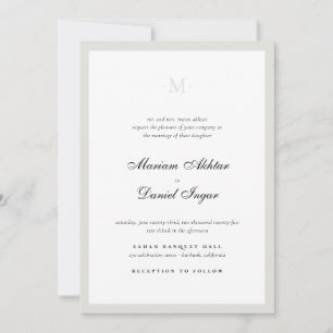 Invitation Écriture Calligraphique Élégante Monogramme Mariag