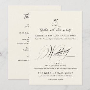 Invitation Écriture Calligraphique Élégante Romantique de Mar
